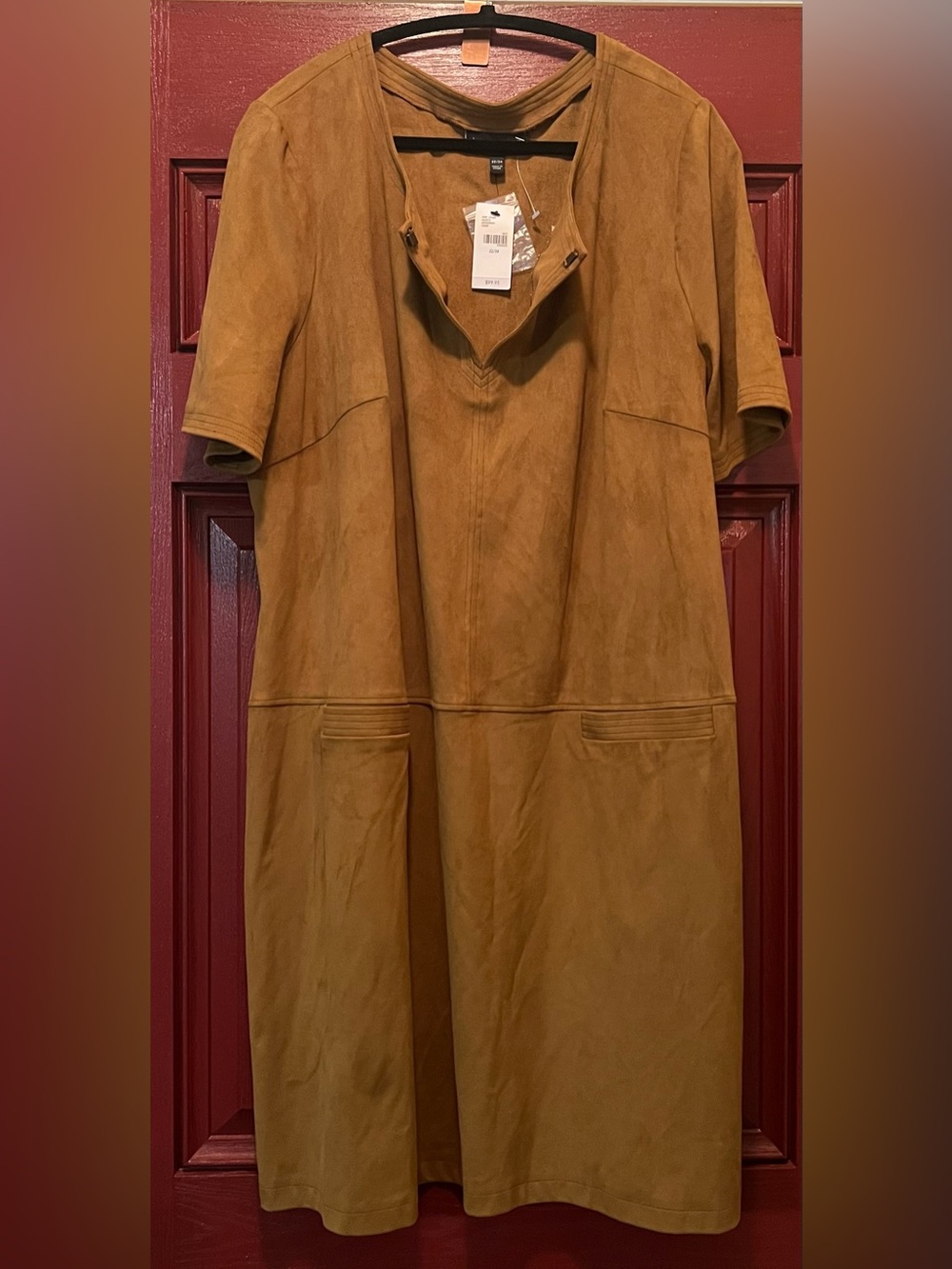 Lane Bryant Tan Suede Midi Shift Dress